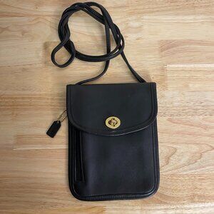 Black Leather Vintage Tourist Coach Passport Hipster Unisex Handbag 6908